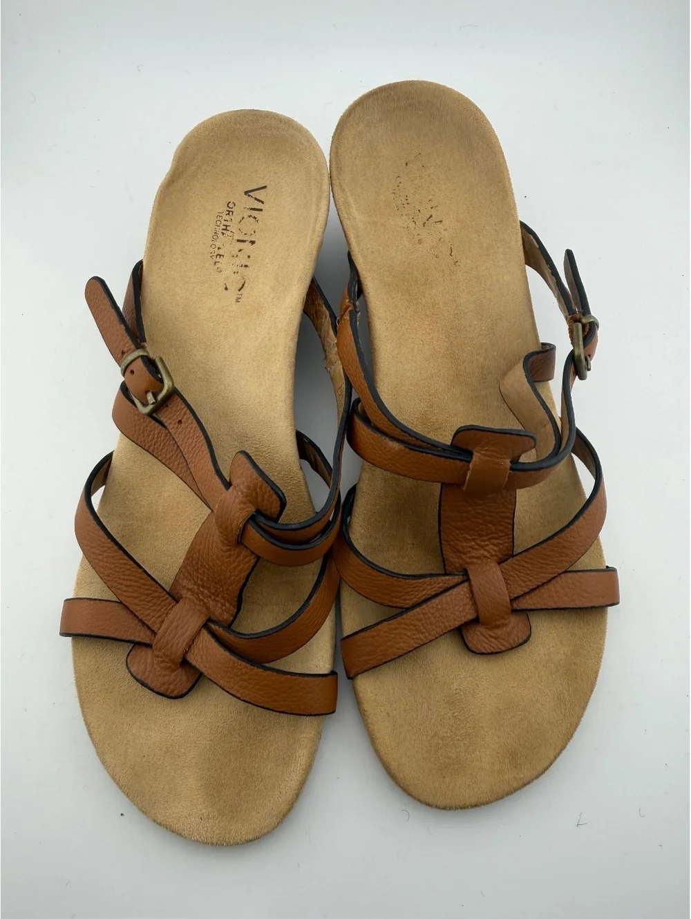 Vionic Orthaheel Leather Wedge Sandals, Size 8